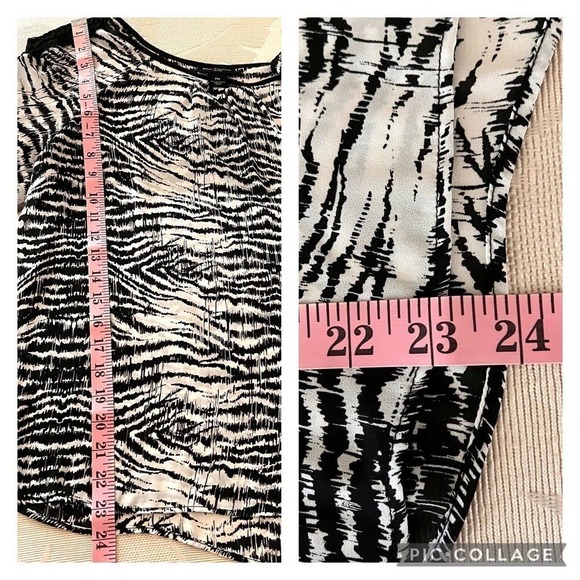Nue Options Blouse Top Animal Print Black White Semi Sheer Size PM - Picture 8 of 9